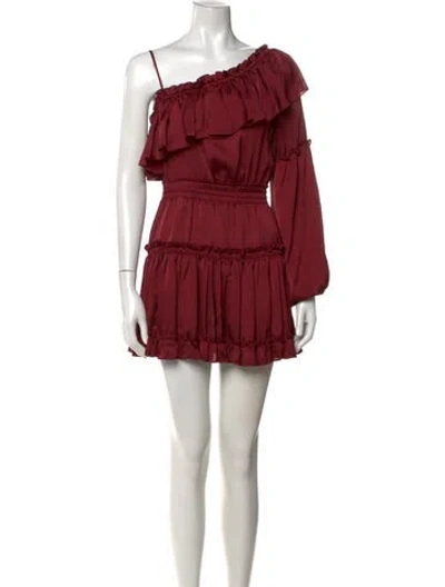 Pre-owned Misa One-shoulder Mini Dress In Burgundy