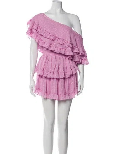 Pre-owned Misa One-shoulder Mini Dress In Purple