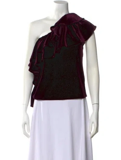 Pre-owned Misa One-shoulder Short Sleeve Top In Black