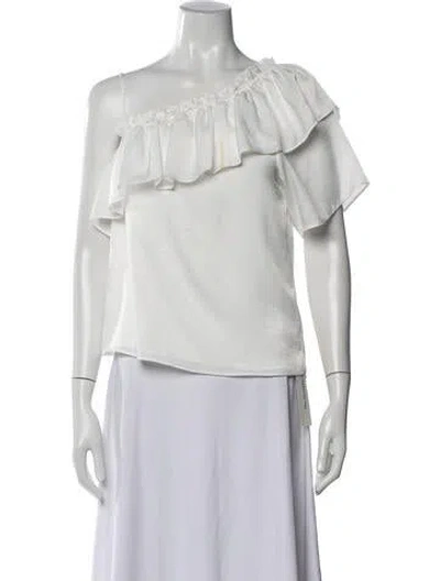 Pre-owned Misa One-shoulder Short Sleeve Top In White