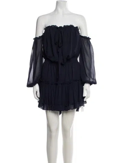 Pre-owned Misa Open Front Mini Dress In Blue