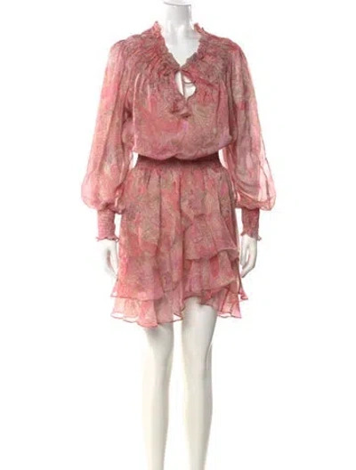 Pre-owned Misa Paisley Print Knee-length Dress In Pink