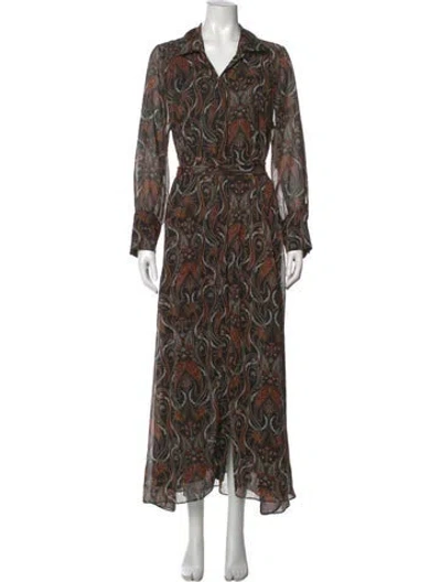 Pre-owned Misa Paisley Print Long Dress In Black