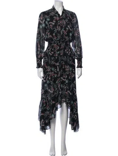 Pre-owned Misa Paisley Print Long Dress In Black