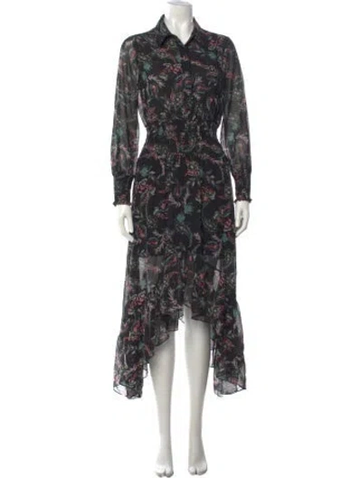 Pre-owned Misa Paisley Print Long Dress In Black