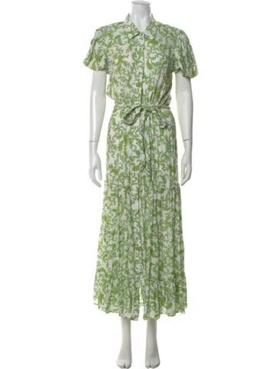 Pre-owned Misa Paisley Print Long Dress In Green