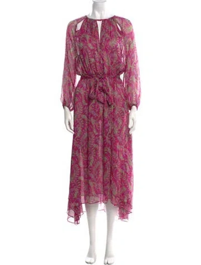 Pre-owned Misa Paisley Print Long Dress In Multi