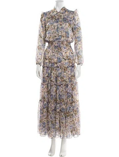 Pre-owned Misa Paisley Print Long Dress In Neutral
