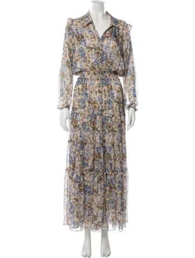 Pre-owned Misa Paisley Print Long Dress In Neutral