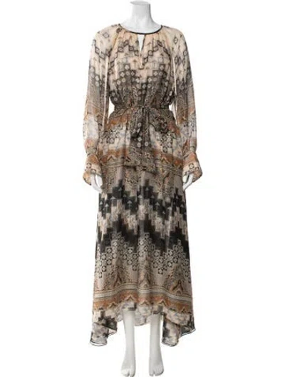 Pre-owned Misa Paisley Print Long Dress In Neutrals