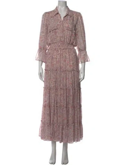 Pre-owned Misa Paisley Print Long Dress In Pink