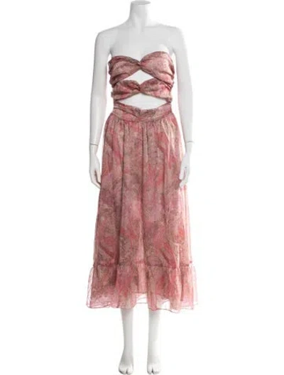 Pre-owned Misa Paisley Print Long Dress In Pink