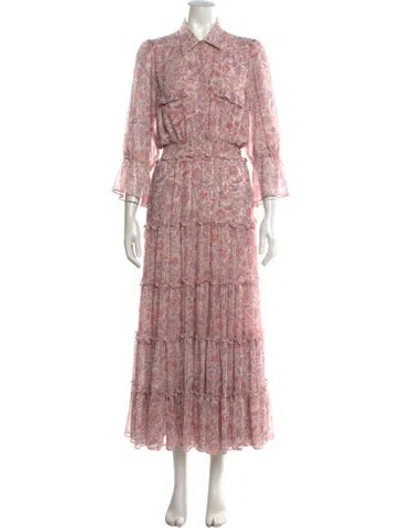 Pre-owned Misa Paisley Print Long Dress In Pink