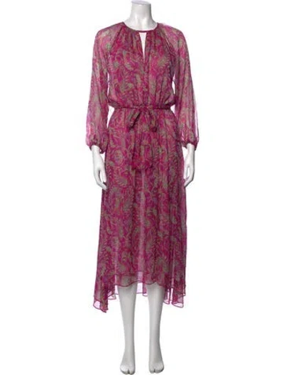 Pre-owned Misa Paisley Print Long Dress In Pink