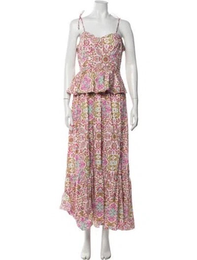Pre-owned Misa Paisley Print Long Dress In Pink