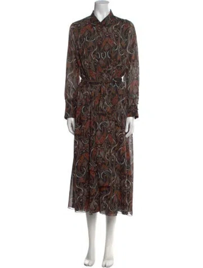 Pre-owned Misa Paisley Print Long Dress W/ Tags In Black