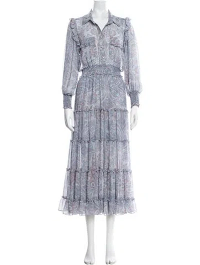 Pre-owned Misa Paisley Print Long Dress W/ Tags In Blue
