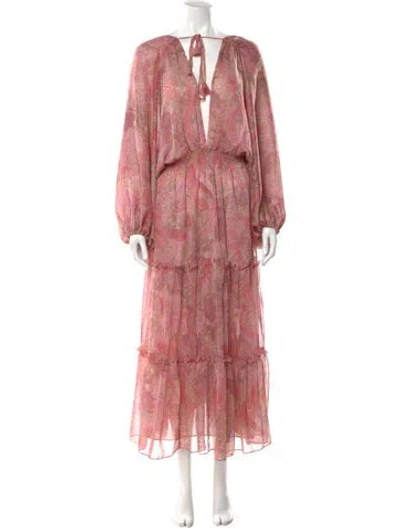 Pre-owned Misa Paisley Print Long Dress W/ Tags In Pink