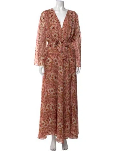 Pre-owned Misa Paisley Print Long Dress W/ Tags In Pink