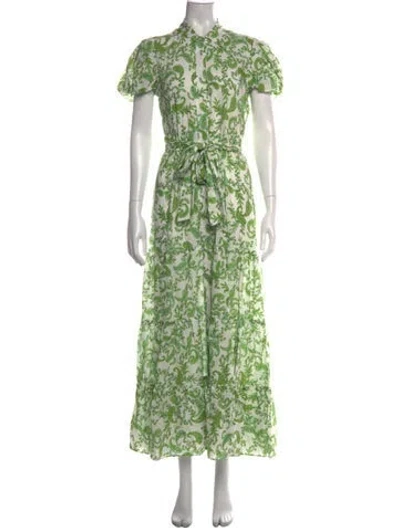 Pre-owned Misa Paisley Print Long Dress In White