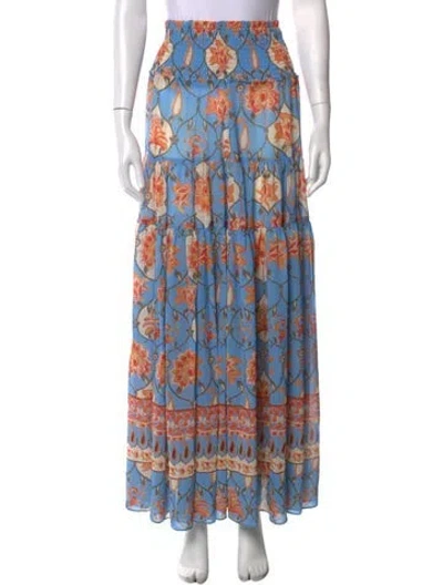 Pre-owned Misa Paisley Print Long Skirt In Blue