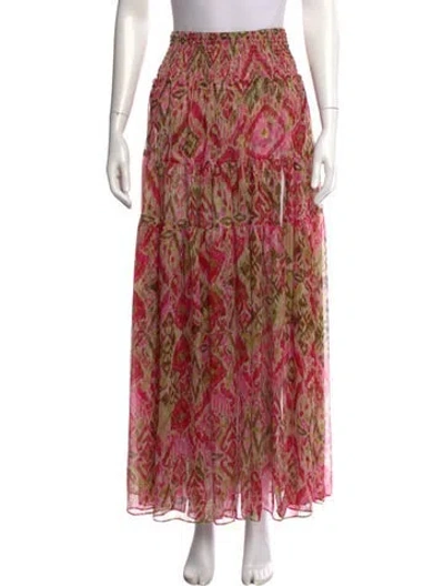 Pre-owned Misa Paisley Print Long Skirt In Pink