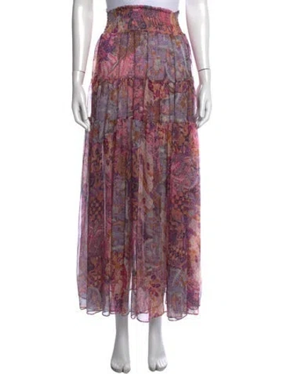 Pre-owned Misa Paisley Print Long Skirt In Purple