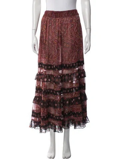 Pre-owned Misa Paisley Print Long Skirt In Red