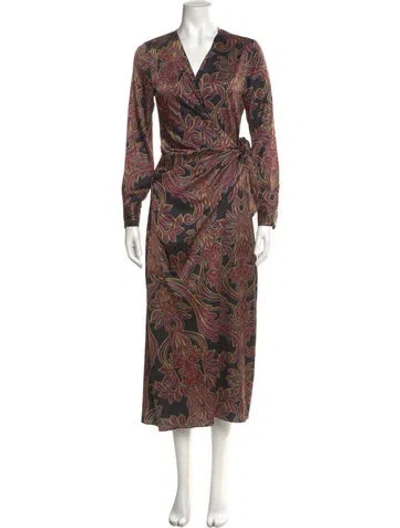 Pre-owned Misa Paisley Print Midi Length Dress In Multi