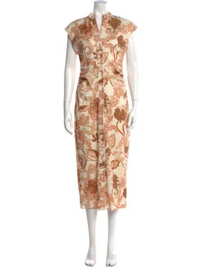 Pre-owned Misa Paisley Print Midi Length Dress In Multi
