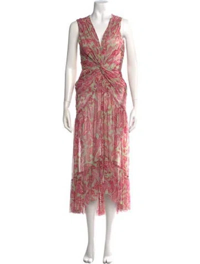 Pre-owned Misa Paisley Print Midi Length Dress In Multi