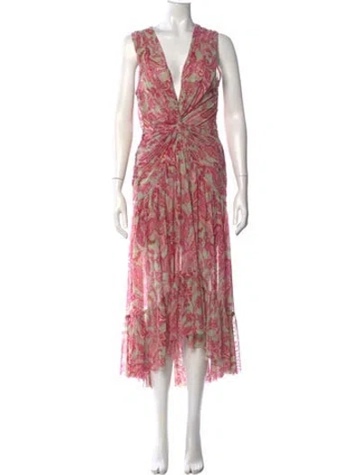 Pre-owned Misa Paisley Print Midi Length Dress In Multi