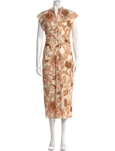 Pre-owned Misa Paisley Print Midi Length Dress In Multicolor