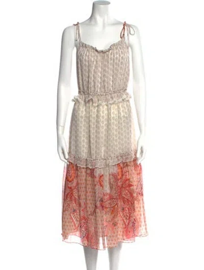 Pre-owned Misa Paisley Print Midi Length Dress In Neutral