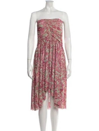 Pre-owned Misa Paisley Print Midi Length Dress In Red