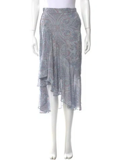 Pre-owned Misa Paisley Print Midi Length Skirt In Blue