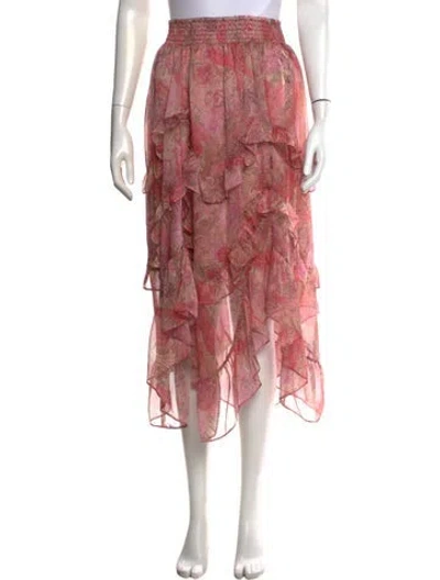 Pre-owned Misa Paisley Print Midi Length Skirt In Pink