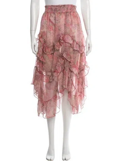 Pre-owned Misa Paisley Print Midi Length Skirt W/ Tags In Pink