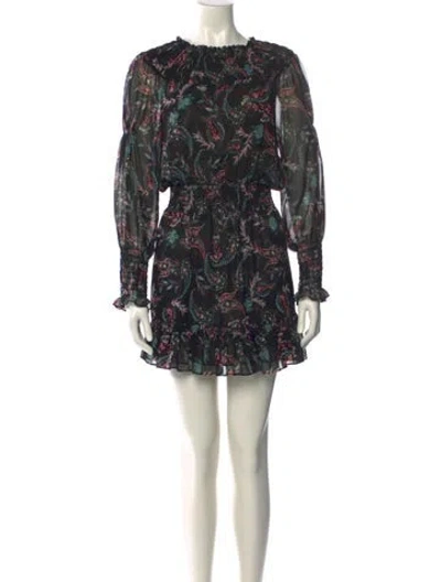 Pre-owned Misa Paisley Print Mini Dress In Black