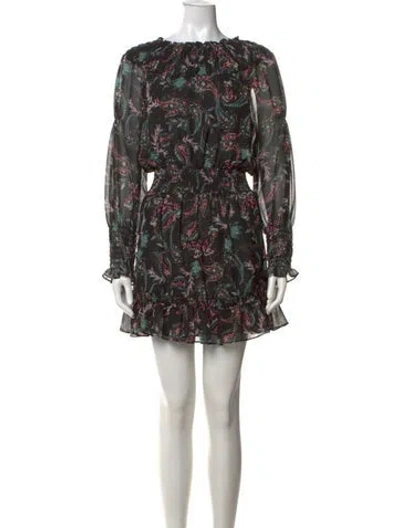 Pre-owned Misa Paisley Print Mini Dress In Black