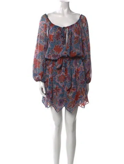 Pre-owned Misa Paisley Print Mini Dress In Blue