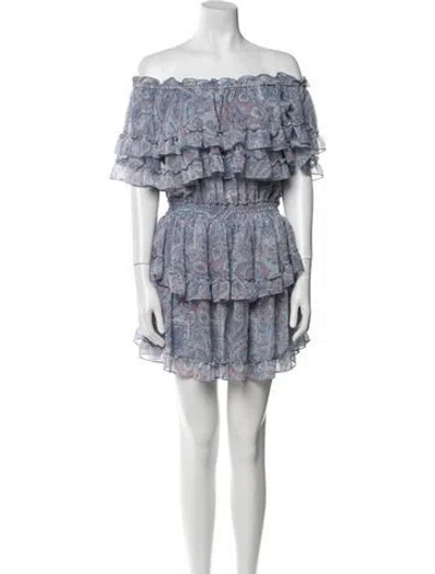 Pre-owned Misa Paisley Print Mini Dress In Blue