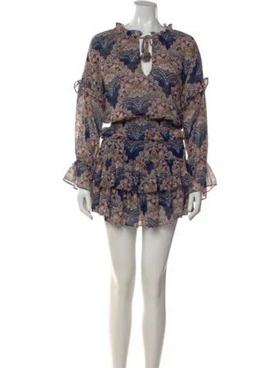 Pre-owned Misa Paisley Print Mini Dress In Blue