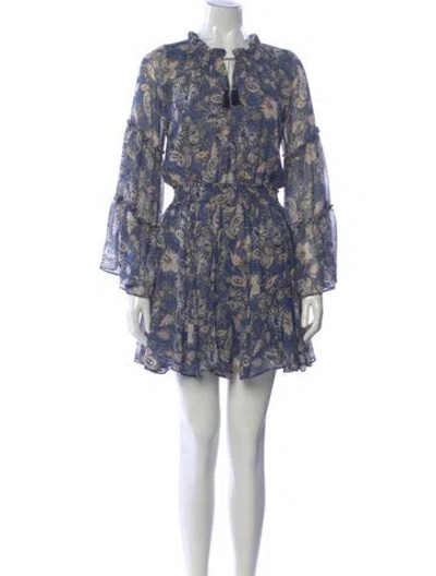 Pre-owned Misa Paisley Print Mini Dress In Blue
