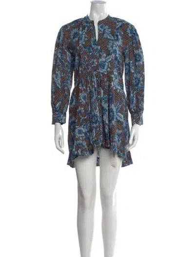 Pre-owned Misa Paisley Print Mini Dress In Blue