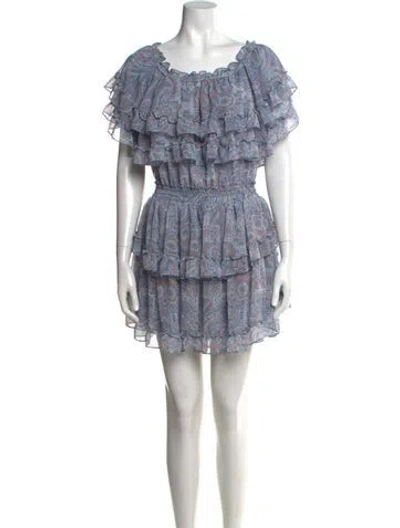 Pre-owned Misa Paisley Print Mini Dress In Blue