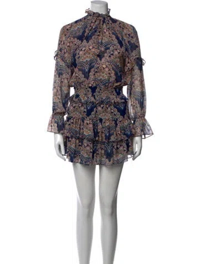 Pre-owned Misa Paisley Print Mini Dress In Blue