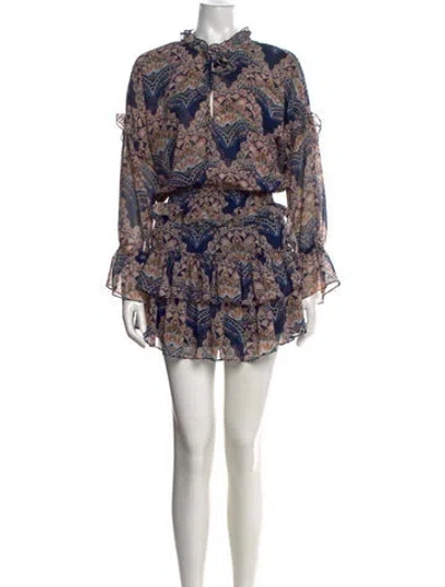 Pre-owned Misa Paisley Print Mini Dress In Blue