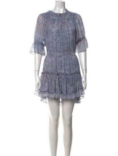 Pre-owned Misa Paisley Print Mini Dress In Blue