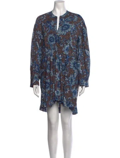 Pre-owned Misa Paisley Print Mini Dress In Blue